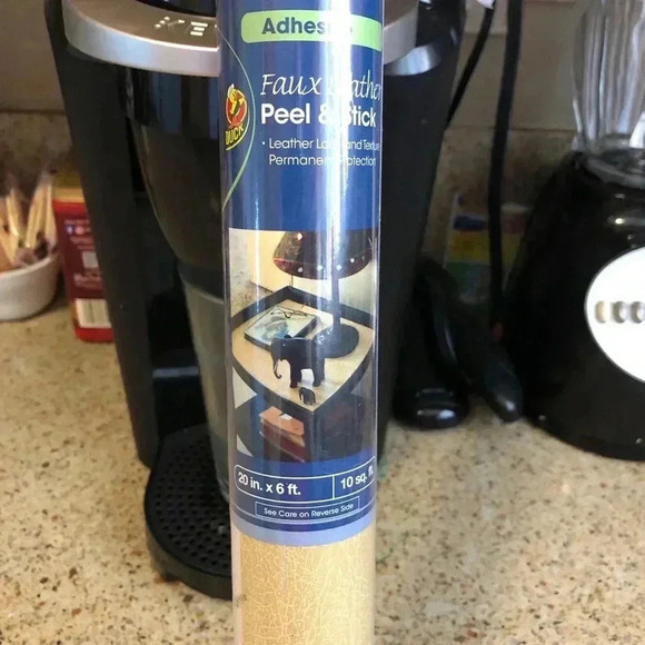 2 Duck Brand 228915 Peel N' Stick Faux Leather Adhesive Shelf Table Liner 20”x 6 - Picture 4 of 11